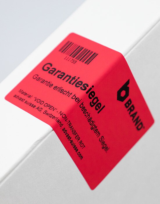 VOID OPEN Security Label non transfer red