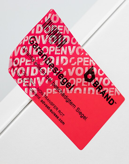 VOID OPEN Security Label non transfer red