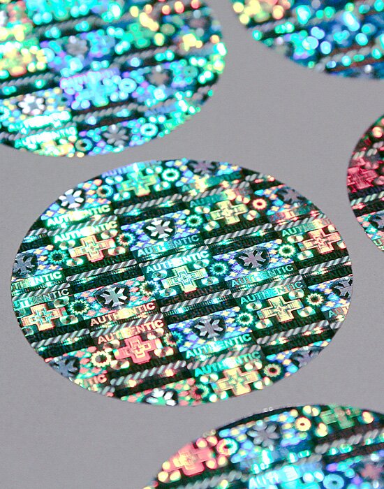 Hologramm-Etiketten «SwissCross» mit Schweizerkreuz