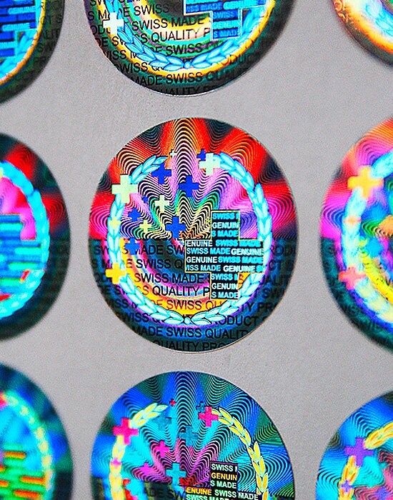 Hologramm-Etiketten Swiss Made