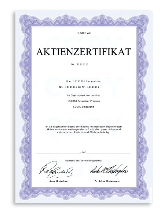 Sicherheitspapier / Aktienzertifikat